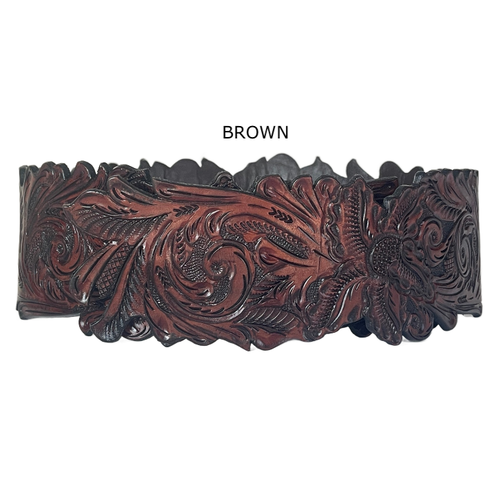 ALLE Artisanal Belt "LAUREN" Hand-tooled leather - ALLE Handbags