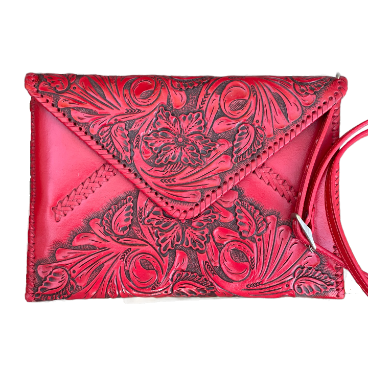 Hand-Tooled Leather Crossbody & Clutch Bag "ITALIA" by ALLE - ALLE Handbags