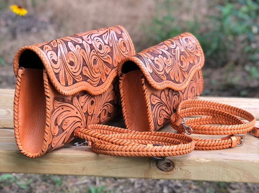 Hand-Tooled Leather Small Crossbody & Clutch "Ondulada"  by ALLE more colors - ALLE Handbags