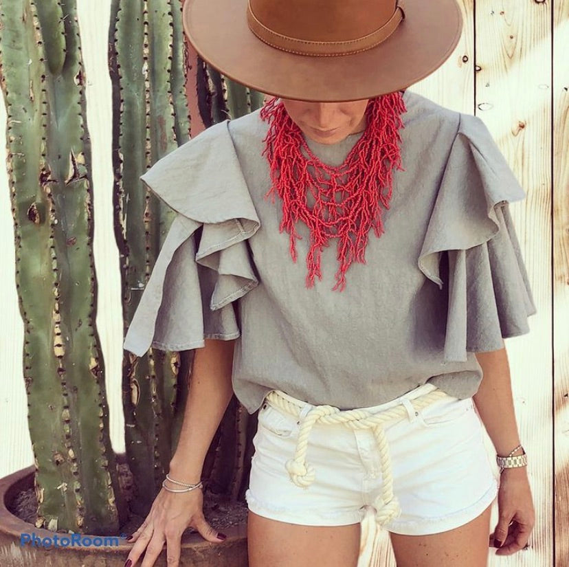 ALLE BOHO "ARIANA" Cotton Blouse, Beachwear Top, Organic Clothing - ALLE Handbags