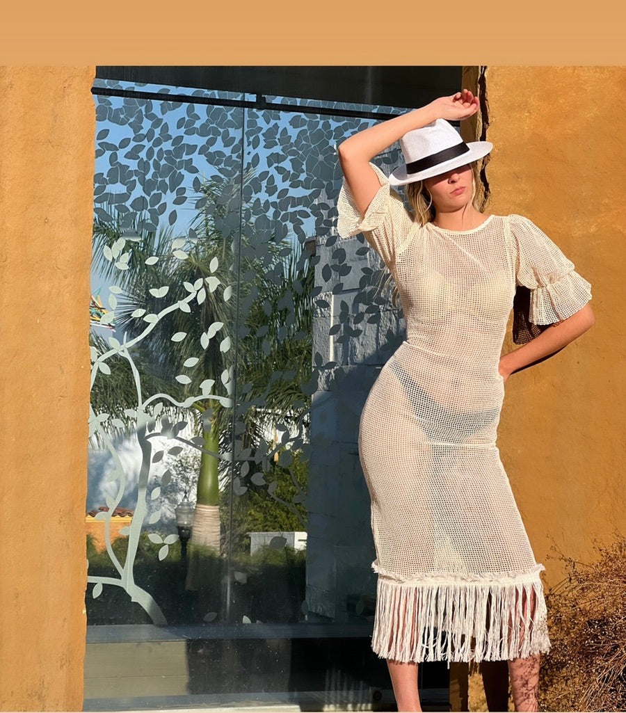 Handmade Macrame Boho Maxi Beach Dress "CARMEN" - ALLE Handbags