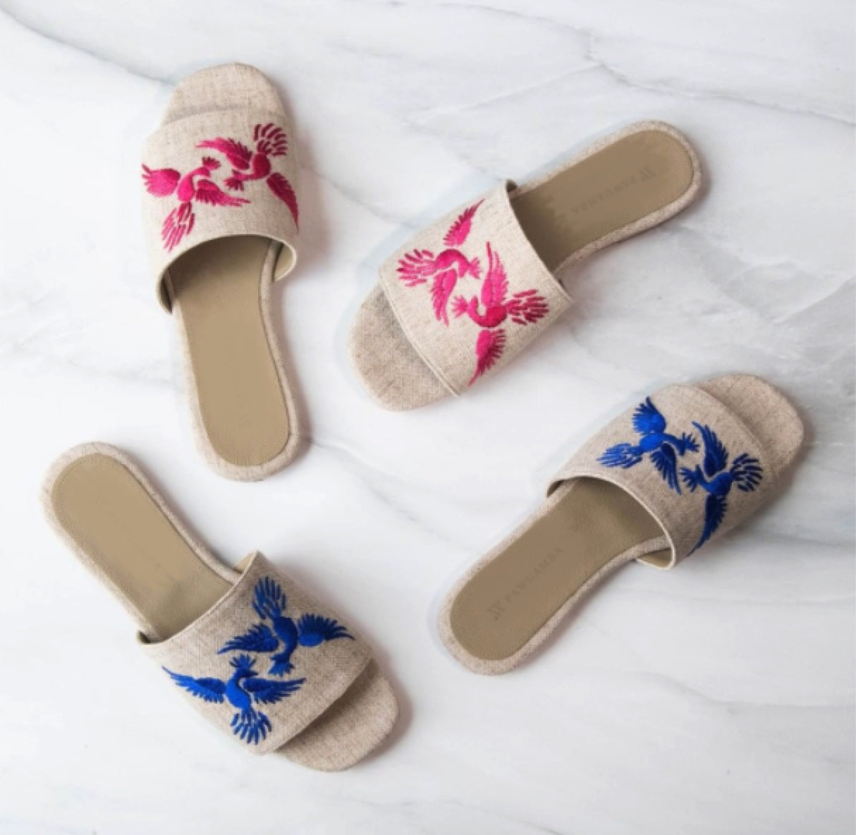 Handmade Beach Sandals Hand-Embroidered "ALEBRIJES", Pink - ALLE Handbags