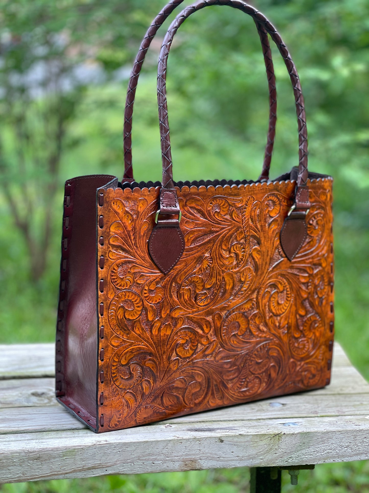 Hand Tooled Leather Tote, "Joana" by ALLE, More Colors - ALLE Handbags