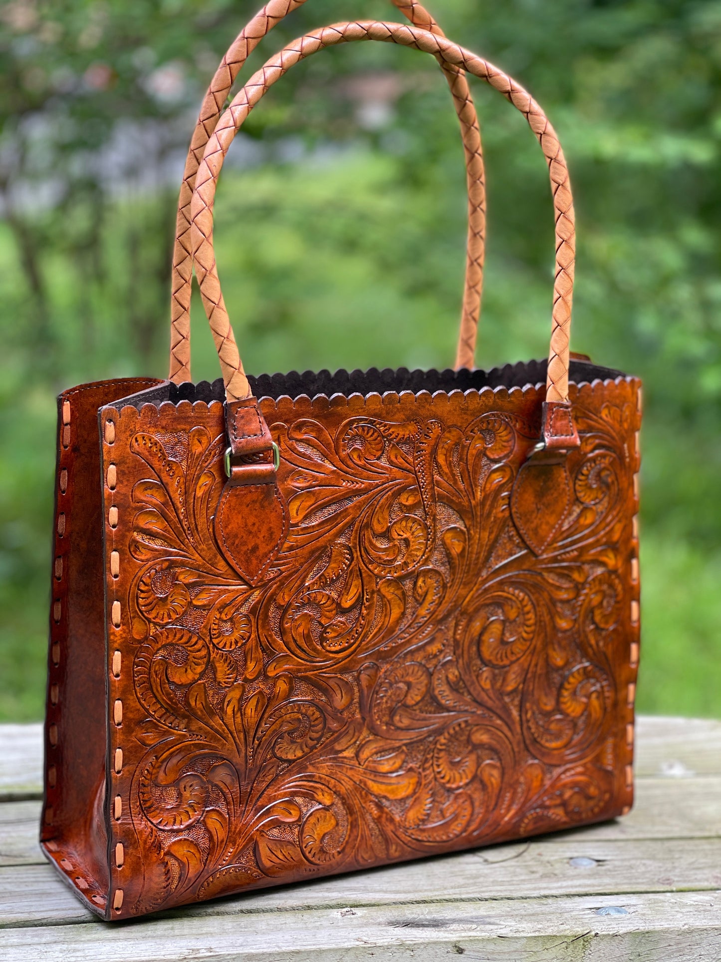Hand Tooled Leather Tote, "Joana" by ALLE, More Colors - ALLE Handbags