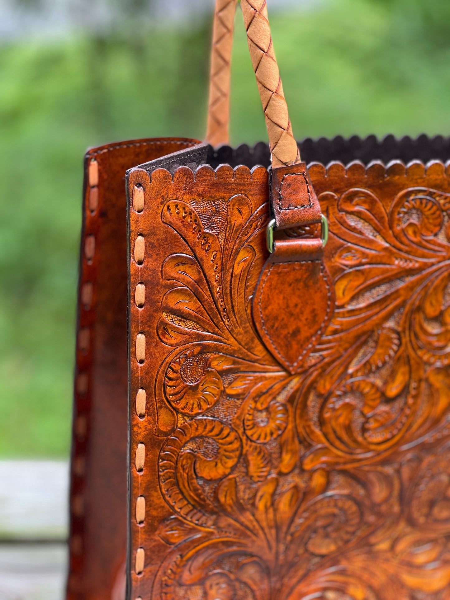 Hand Tooled Leather Tote, "Joana" by ALLE, More Colors - ALLE Handbags