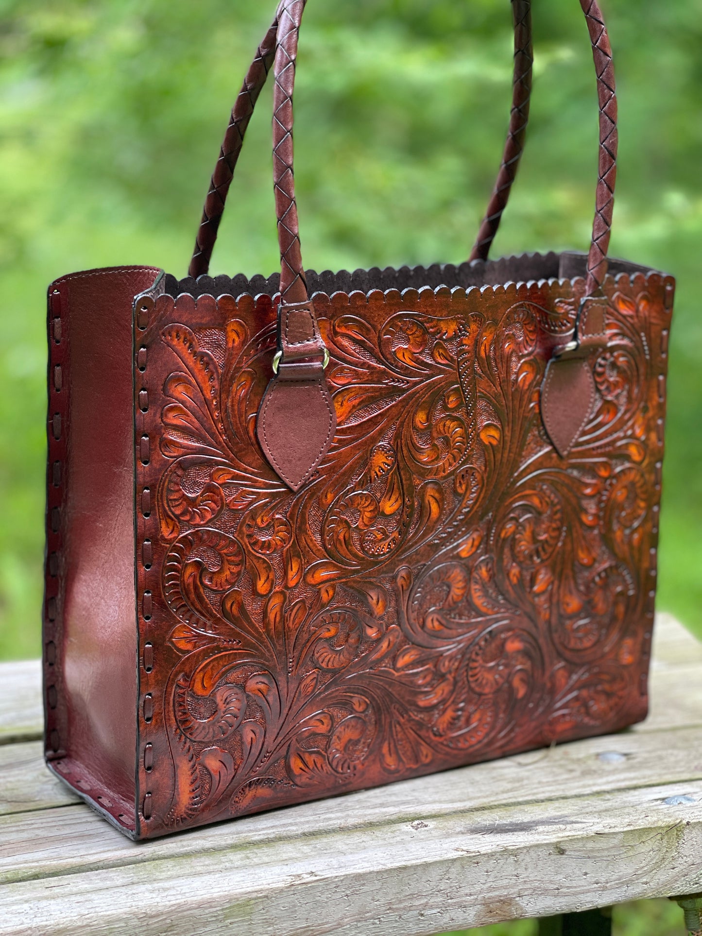 Hand Tooled Leather Tote, "Joana" by ALLE, More Colors - ALLE Handbags