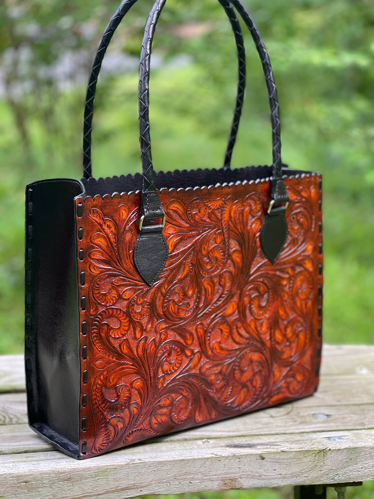 Hand Tooled Leather Tote, "Joana" by ALLE, More Colors - ALLE Handbags