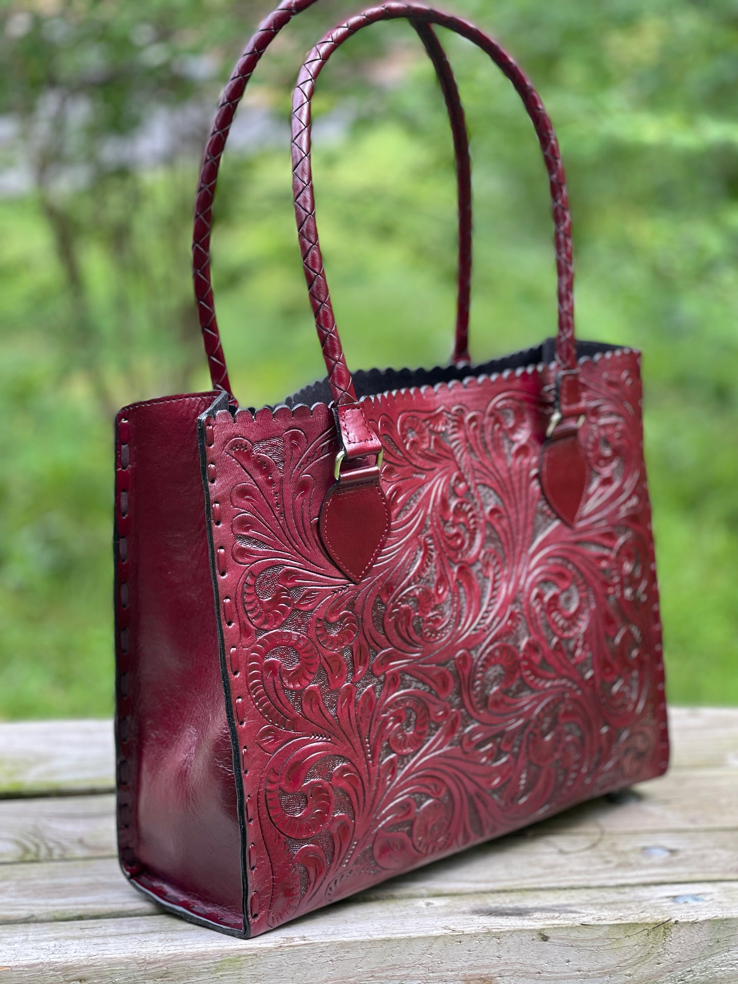 Hand Tooled Leather Tote, "Joana" by ALLE, More Colors - ALLE Handbags