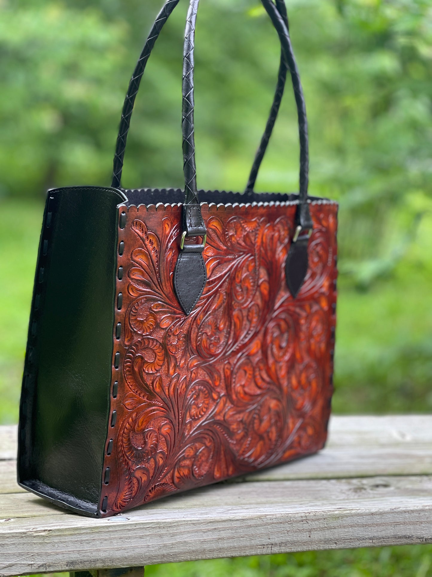 Hand Tooled Leather Tote, "Joana" by ALLE, More Colors - ALLE Handbags