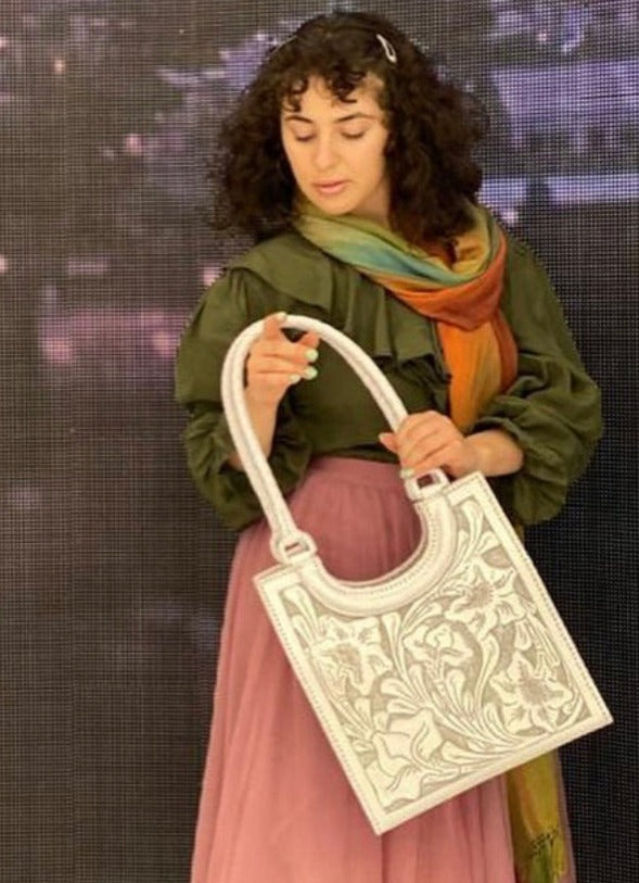 Hand Tooled Leather Hobo Bag "BAALY" by ALLE - ALLE Handbags