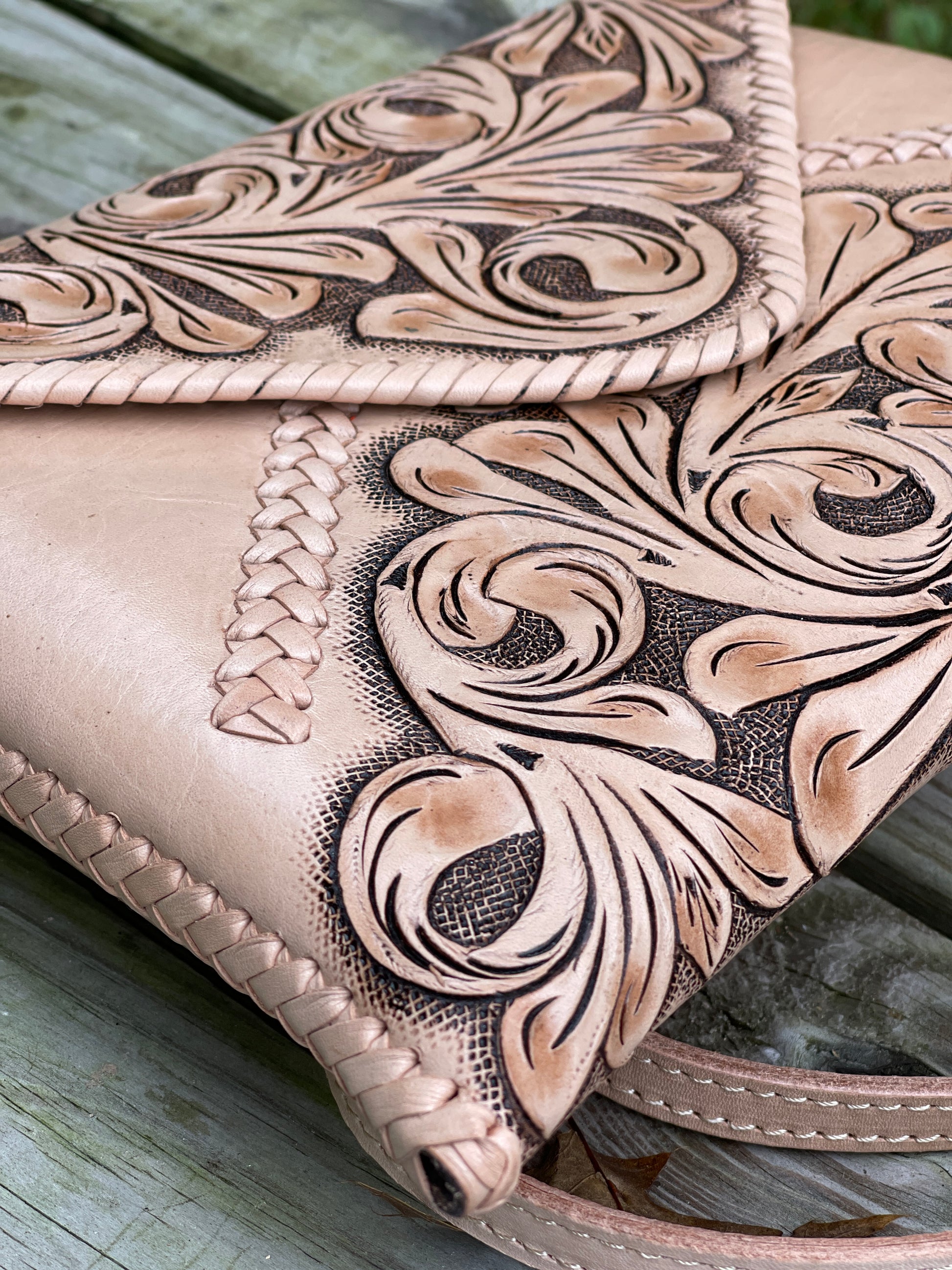 "ITALIA" Hand-Tooled Leather Crossbody & Clutch Bag - ALLE Handbags