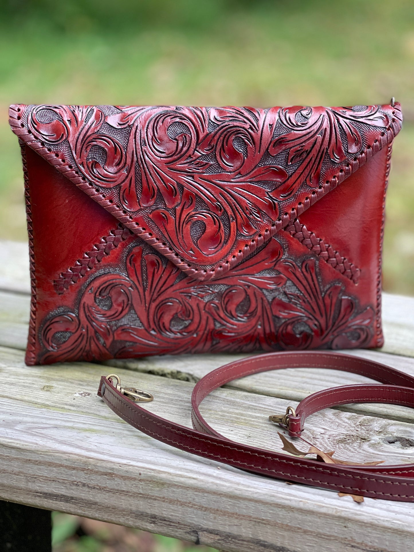 "ITALIA" Hand-Tooled Leather Crossbody & Clutch Bag - ALLE Handbags
