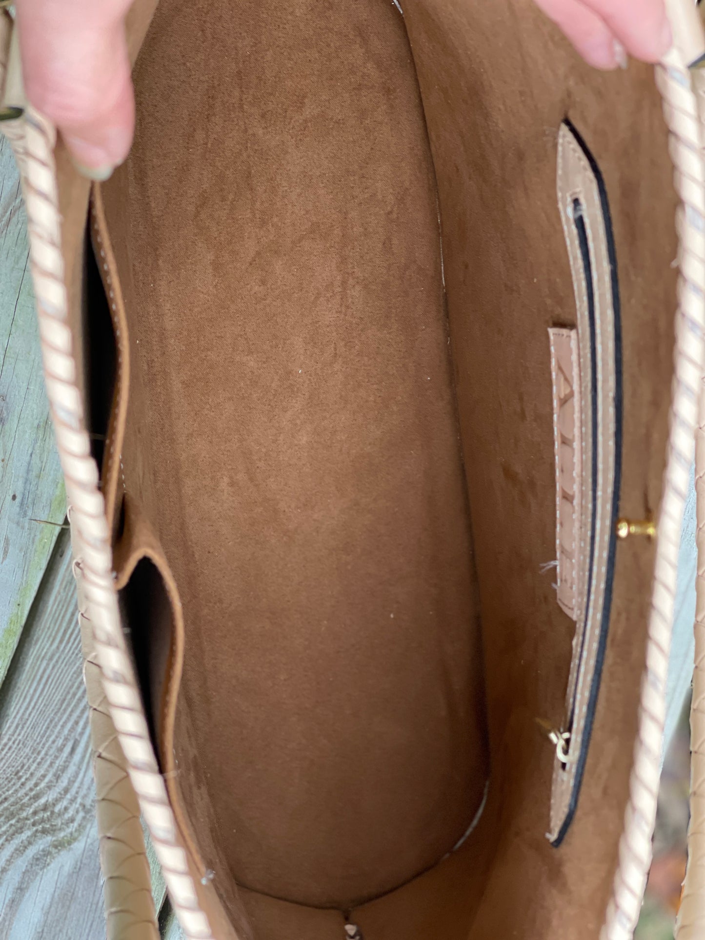 Hand Tooled Leather Tote, "Ibiza" by ALLE, Nude Color, Western Style - ALLE Handbags