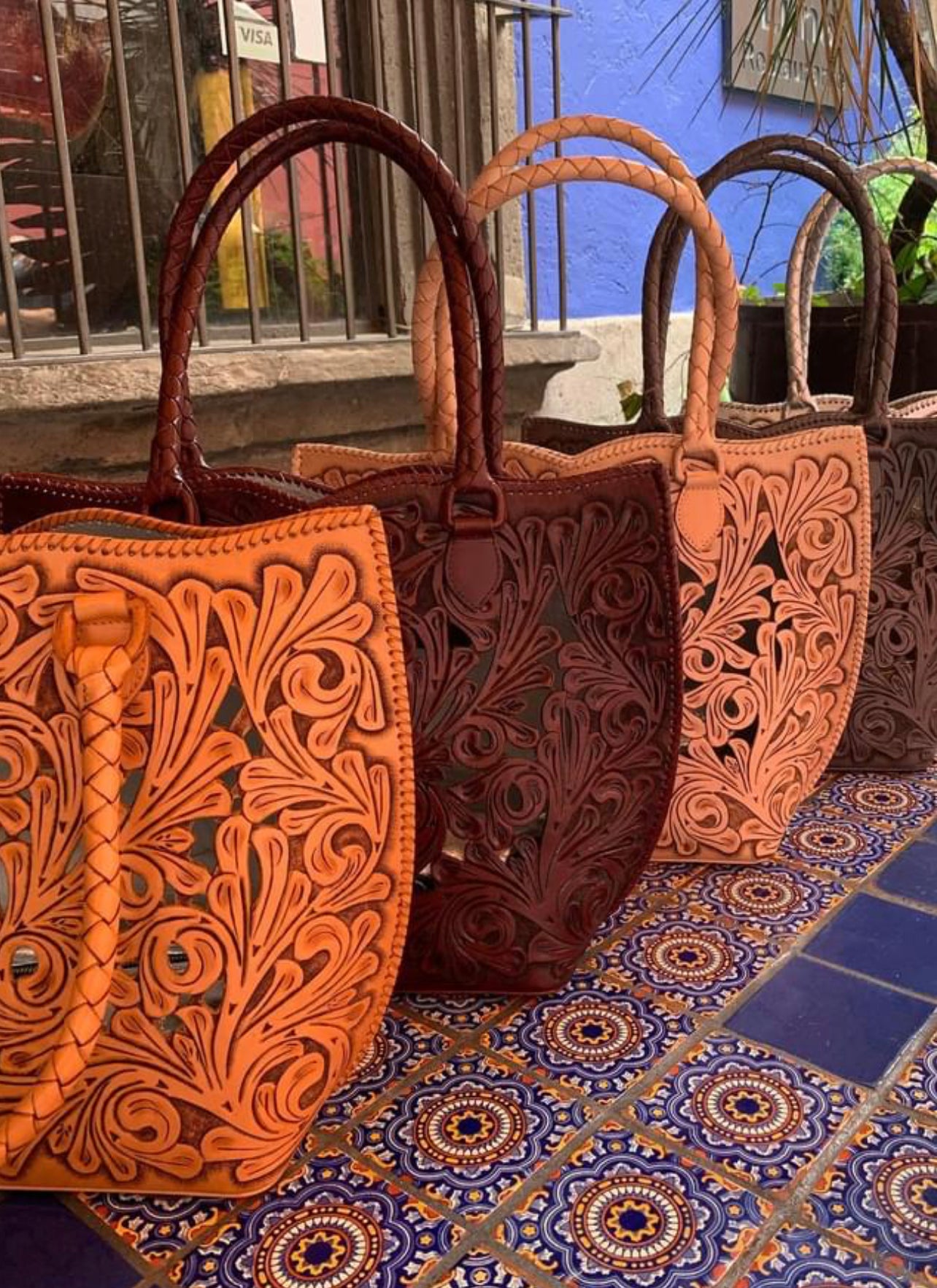 Genuine Hand-Tooled Leather Tote, "IBIZA" by ALLE, more colors - ALLE Handbags