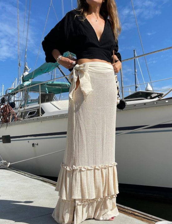 ALLE BOHO "AMANI" Swim Cover Up, Handmade Beach Maxi Skirt Dress - ALLE Handbags