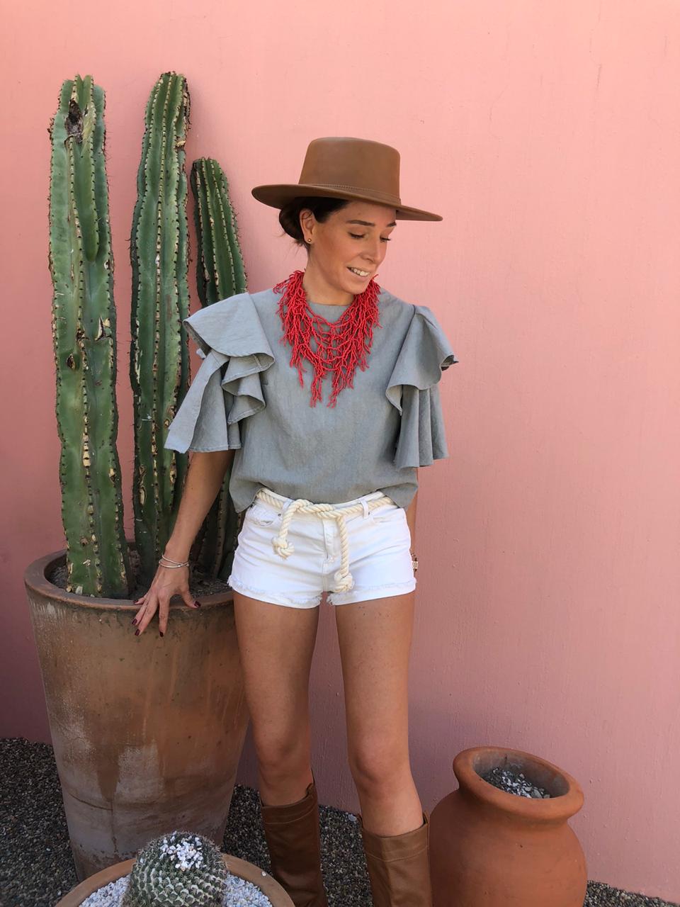 ALLE BOHO "ARIANA" Cotton Blouse, Beachwear Top, Organic Clothing - ALLE Handbags