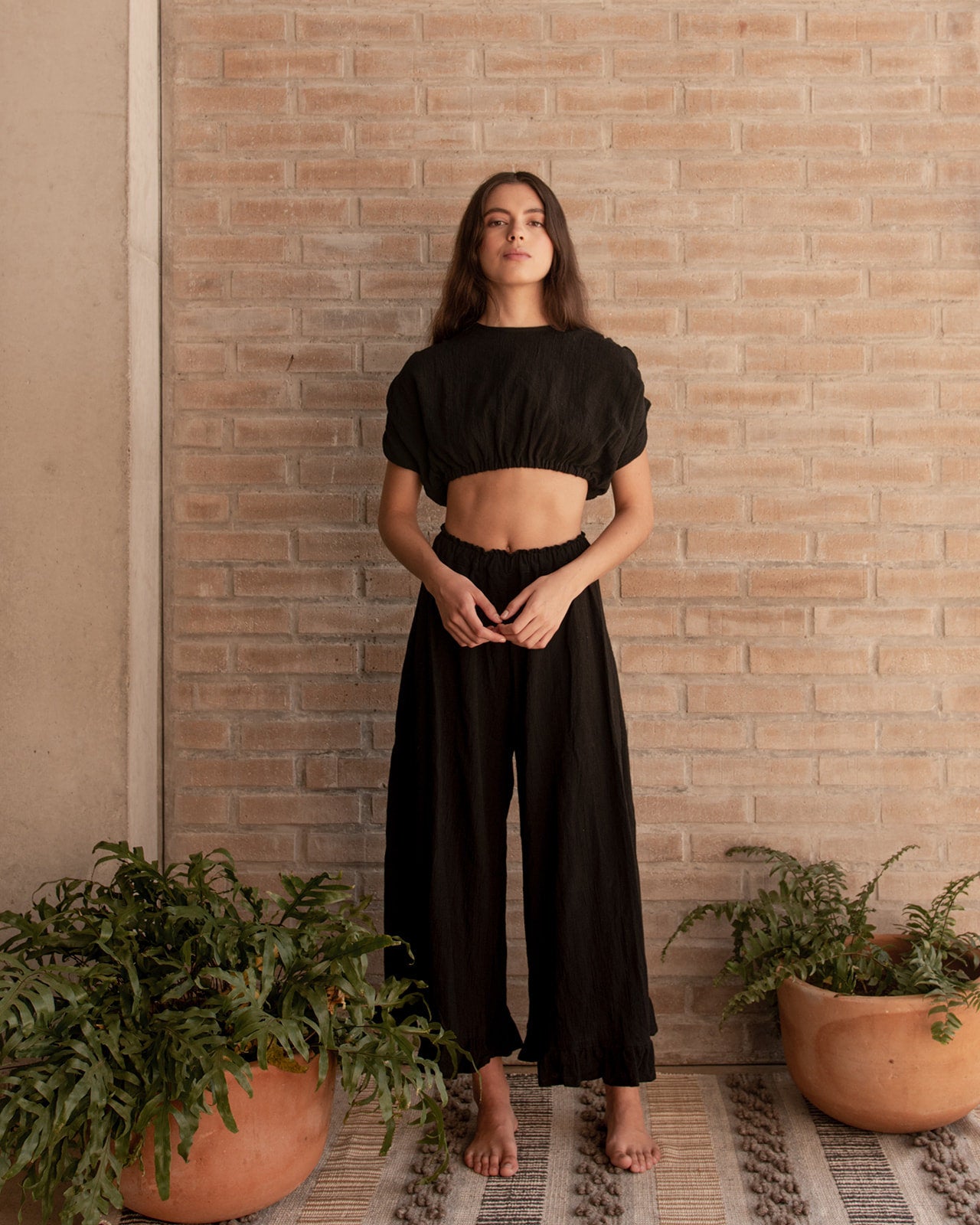 ALLE BOHO "IRIS" Cotton Short Sleeves Crop-Top - ALLE Handbags