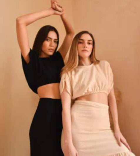 ALLE BOHO "IRIS" Cotton Short Sleeves Crop-Top - ALLE Handbags