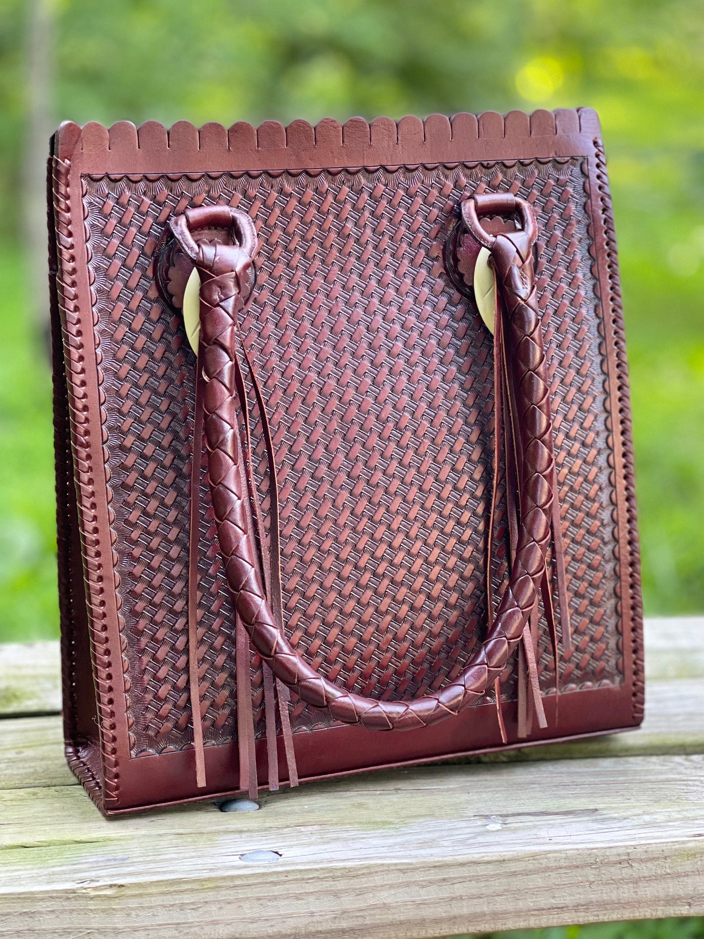 Hand-Tooled Leather Hobo Bag, "CORREAS SPIGAS" by ALLE - ALLE Handbags