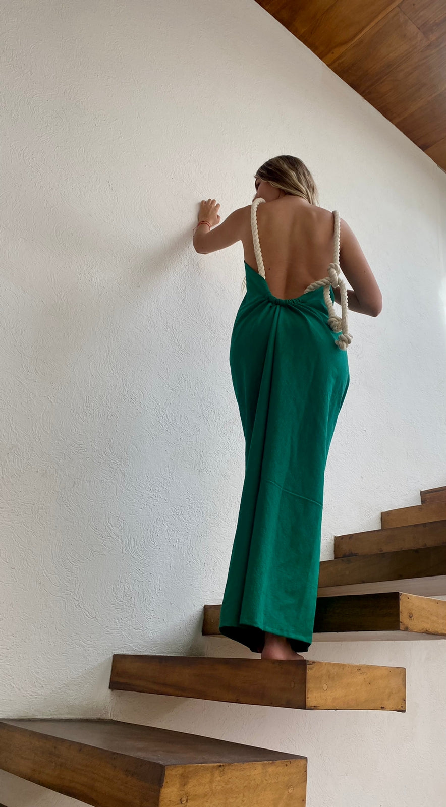Handmade Organic Cotton Backless Maxi Dress ZOE - ALLE Handbags