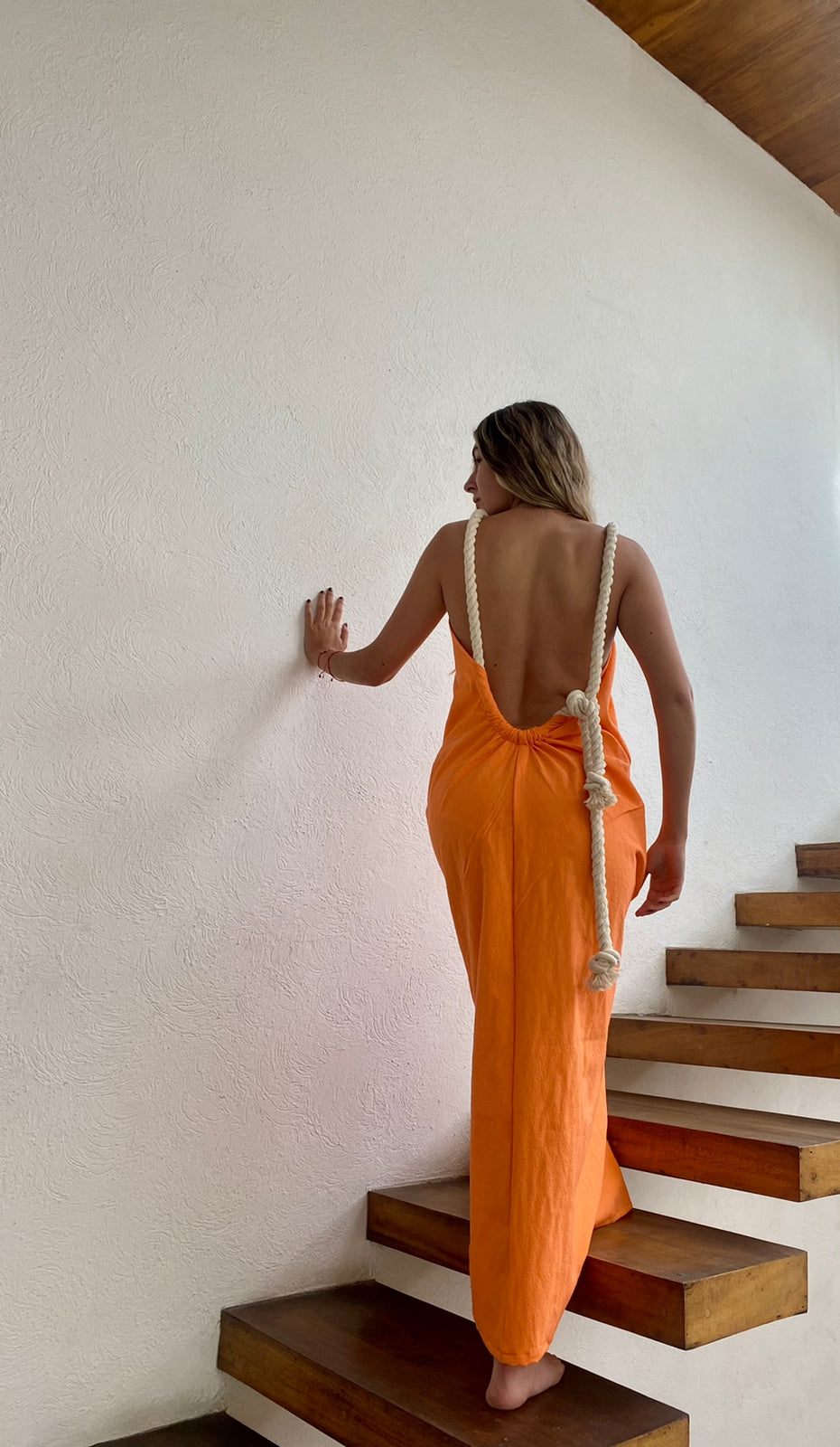 Handmade Organic Cotton Backless Maxi Dress ZOE - ALLE Handbags
