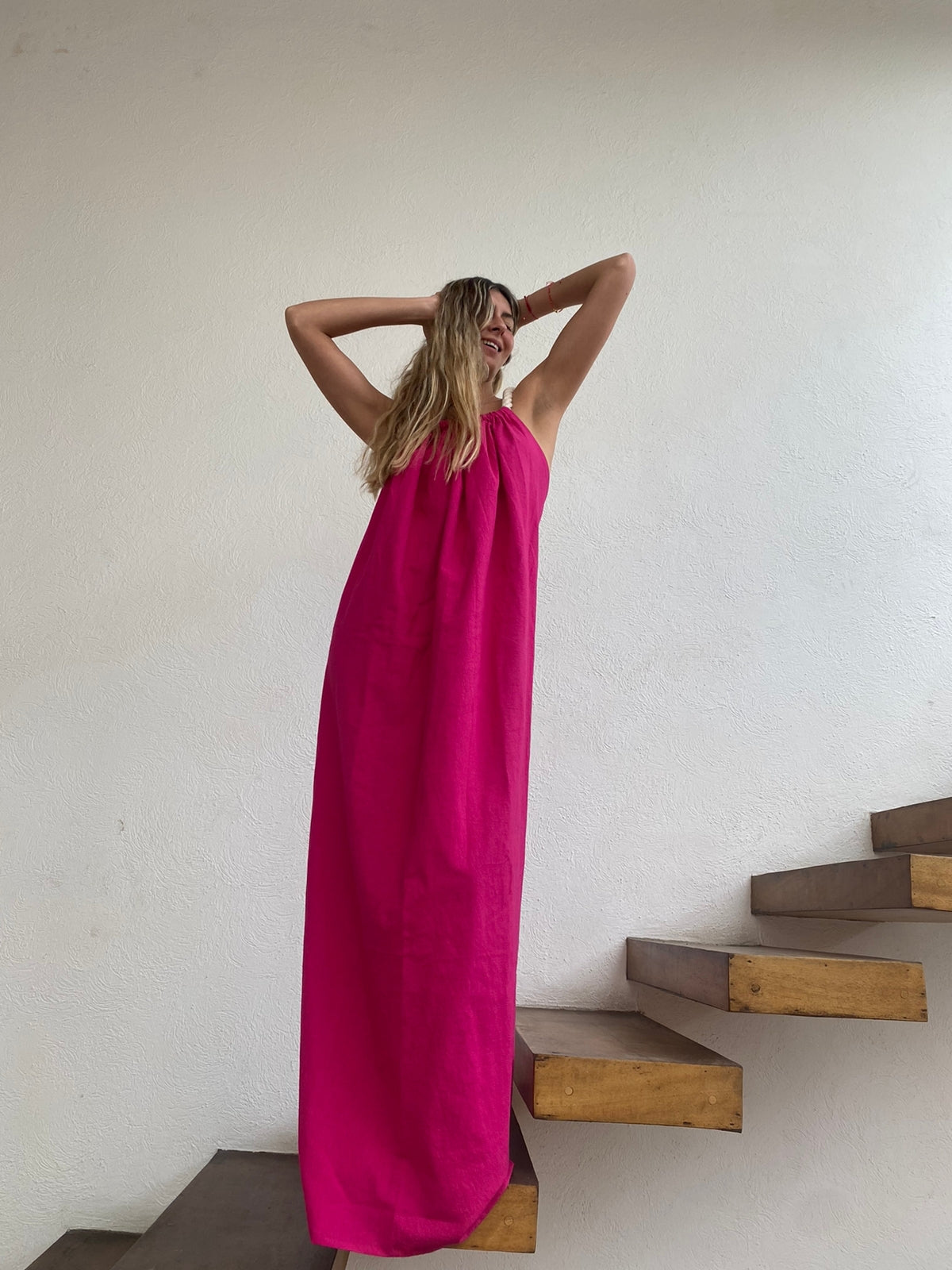 Handmade Organic Cotton Backless Maxi Dress ZOE - ALLE Handbags