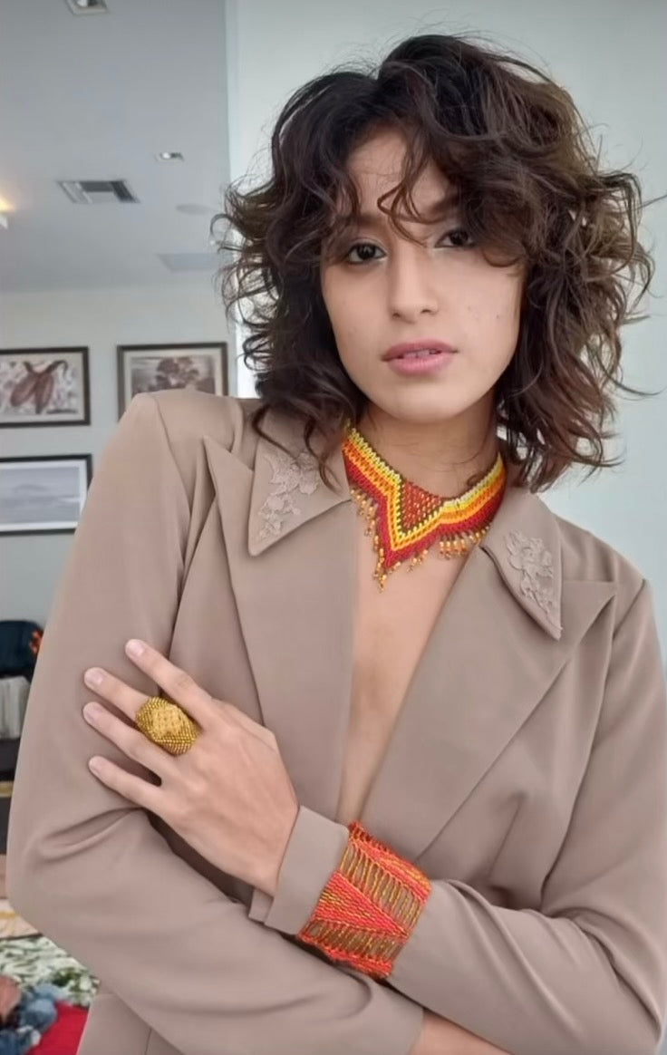 Handmade Beadwork Tribal Necklace & Earrings Set "AMELIA" - Limited Edition