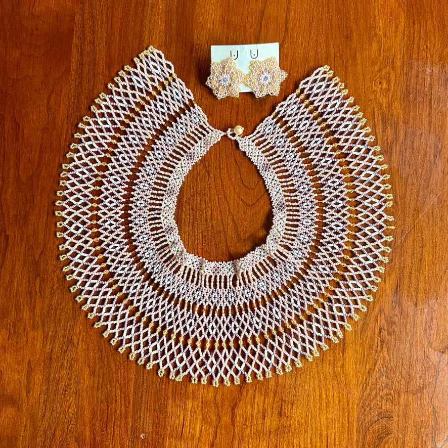 Handmade Beaded Tribal Necklace & Earrings Set "AIRE" - Limited Edition