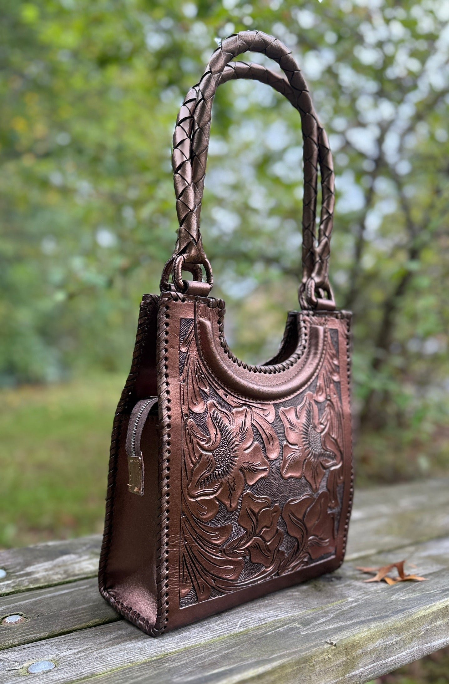 Hand Tooled Leather Hobo Bag "BAALY" by ALLE