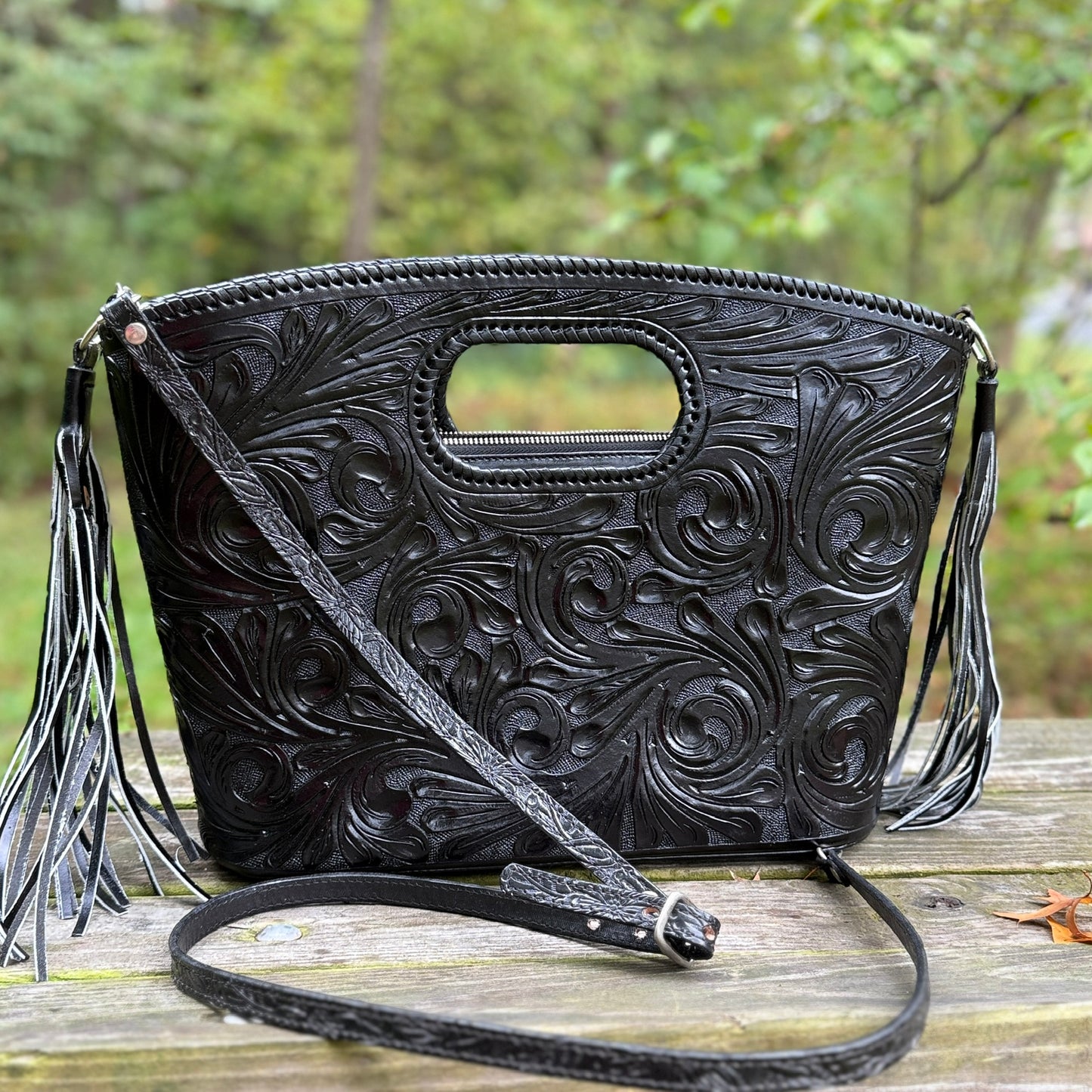 Hand Tooled Leather Tote "TUBO" by ALLE, more Colors