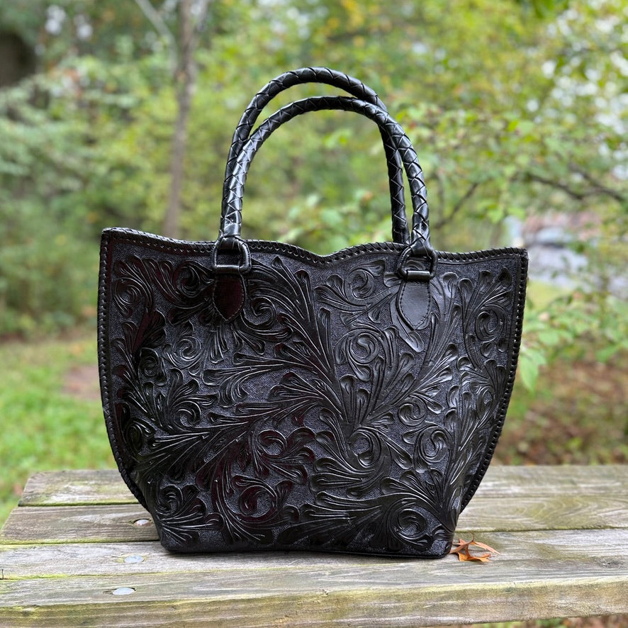 Hand-Tooled Leather Extra Large Tote "IBIZA" more colors