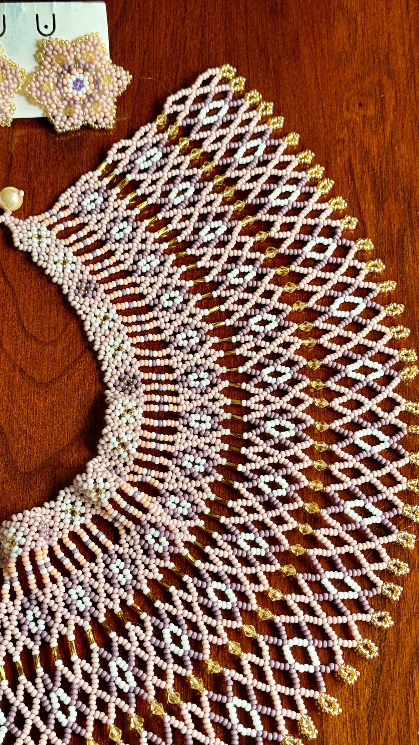 Handmade Beaded Tribal Necklace & Earrings Set "AIRE" - Limited Edition