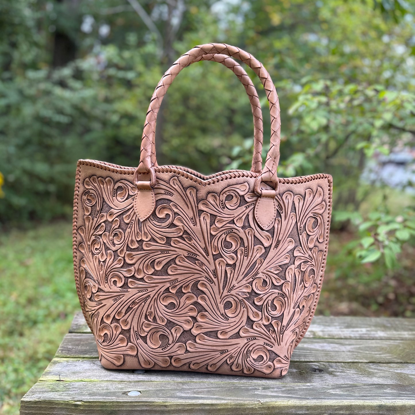 Hand-Tooled Leather Extra Large Tote "IBIZA" more colors