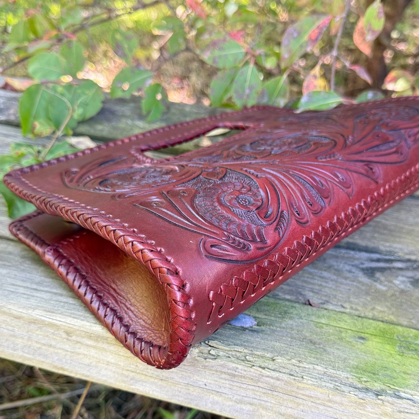 Hand-Tooled Leather Small Clutch & Crossbody "JENNY" by ALLE – Western Style Purse