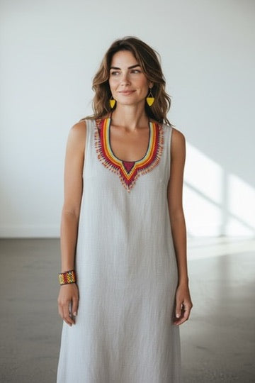 Handmade Beaded Tribal Necklace & Earrings Set "AMELIA" - Limited Edition