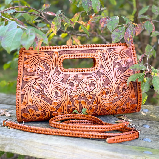 Hand-Tooled Leather Large Clutch Bag "ENVELOPE" by ALLE more Colors