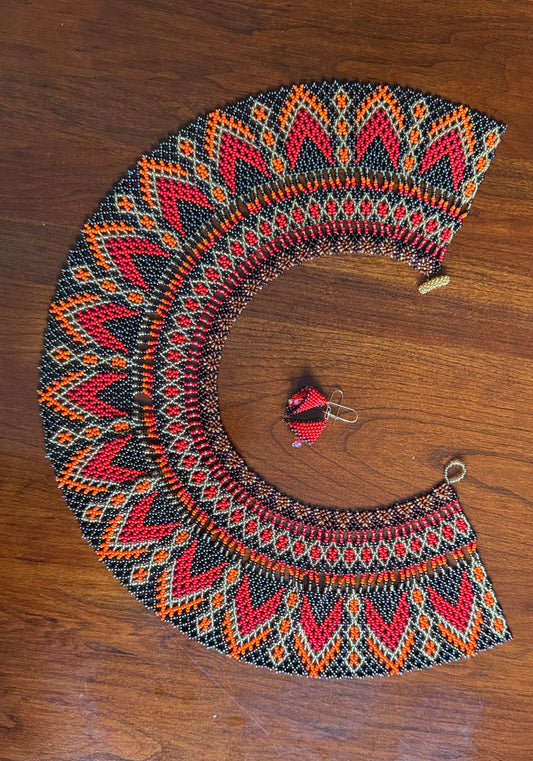 Handmade Beaded Tribal Necklace & Earrings Set "TRIBU" - Limited Edition