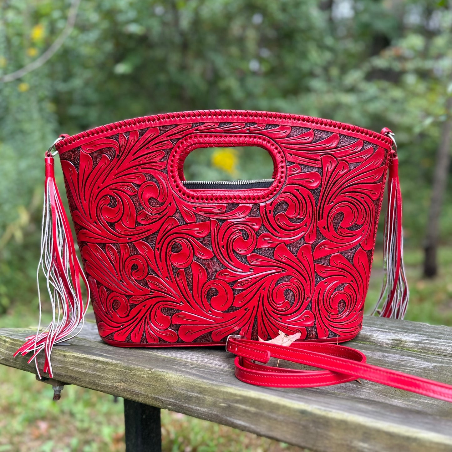 Hand Tooled Leather Tote "TUBO" by ALLE, more Colors