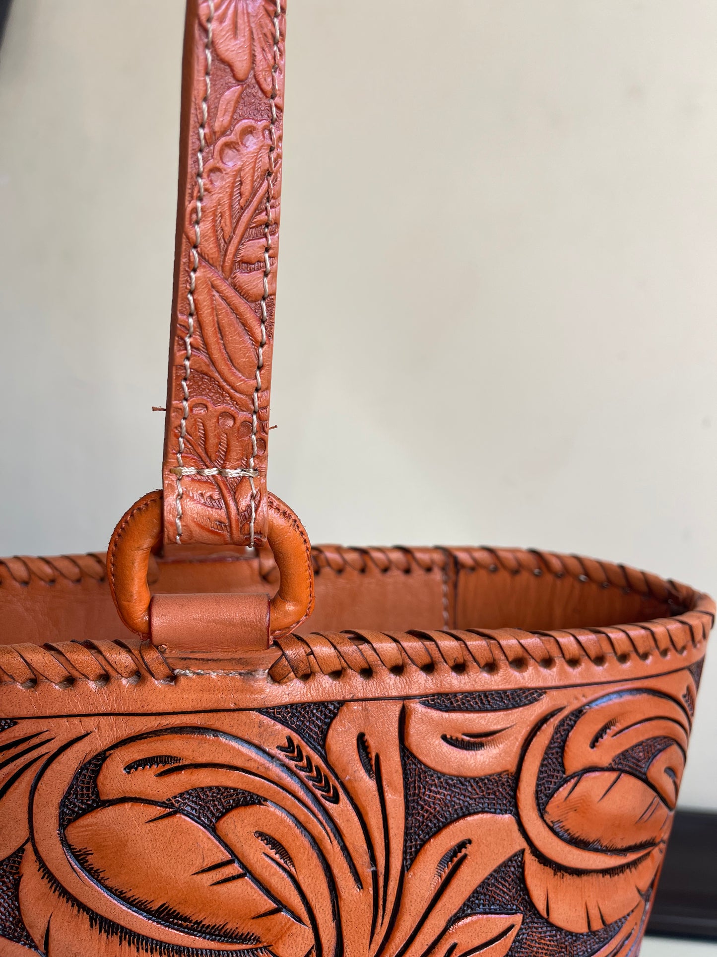 Hand-Tooled Leather, Tote Bag "CHARLY", by ALLE, more Colors