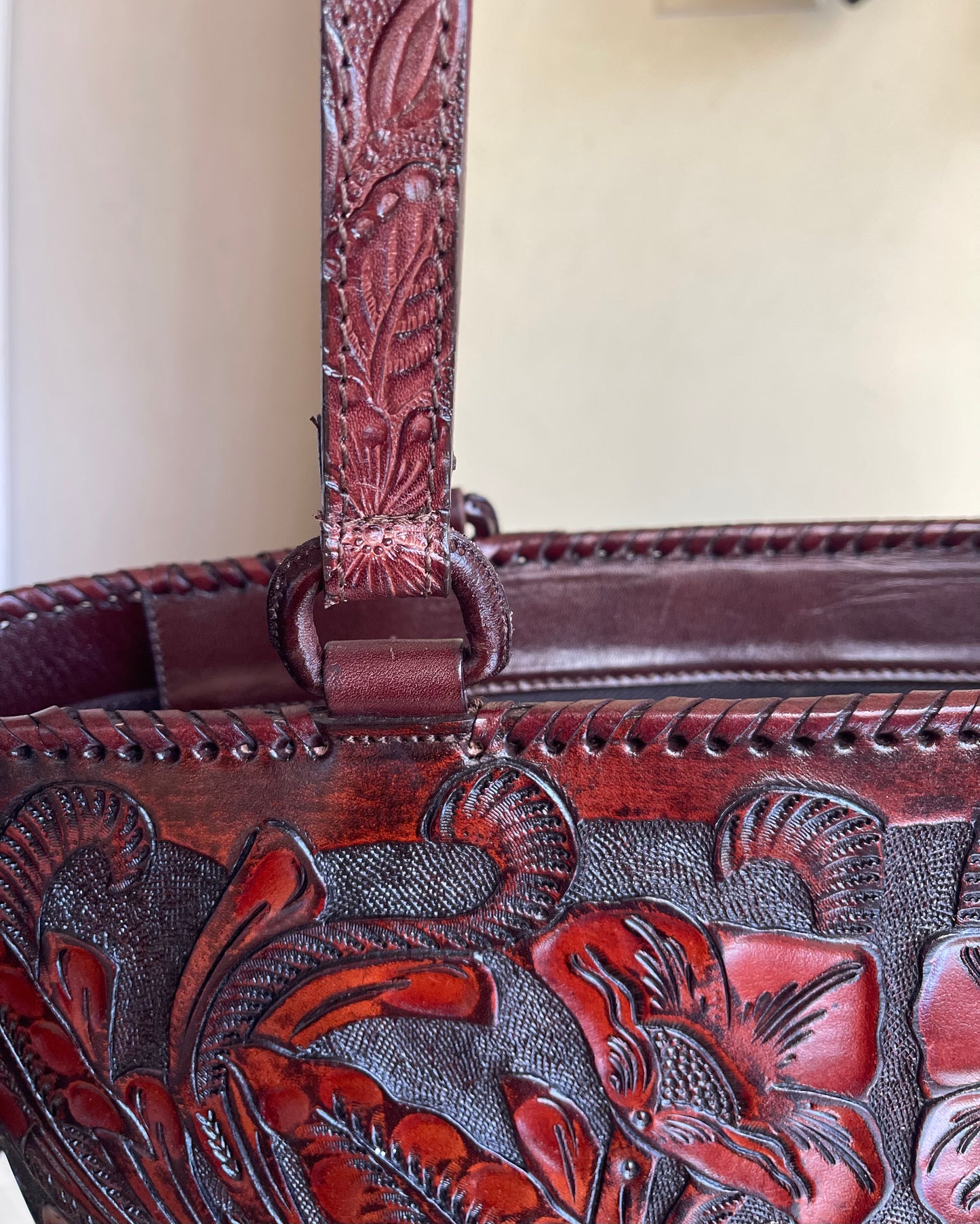 Hand-Tooled Leather, Tote Bag "CHARLY", by ALLE, more Colors