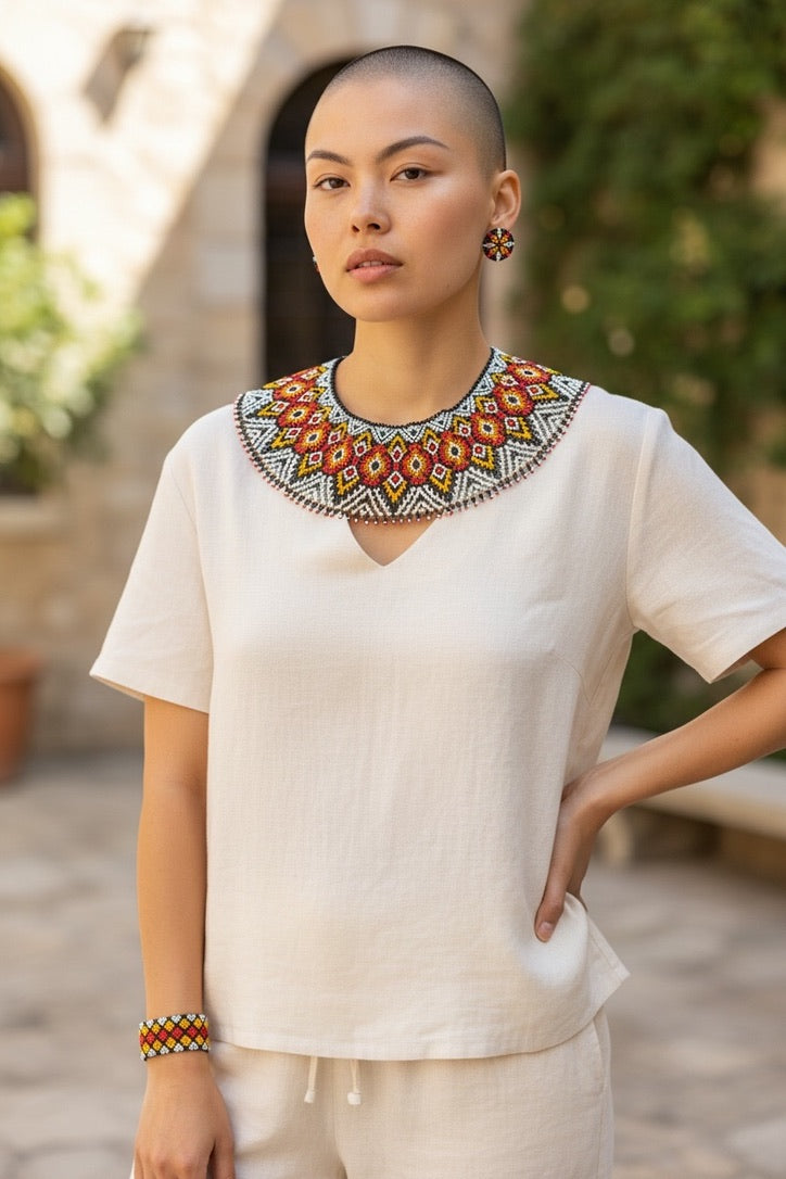 Handmade Beaded Tribal Necklace, Bracelet & Earrings Set "AMAZONIAN" - Limited Edition