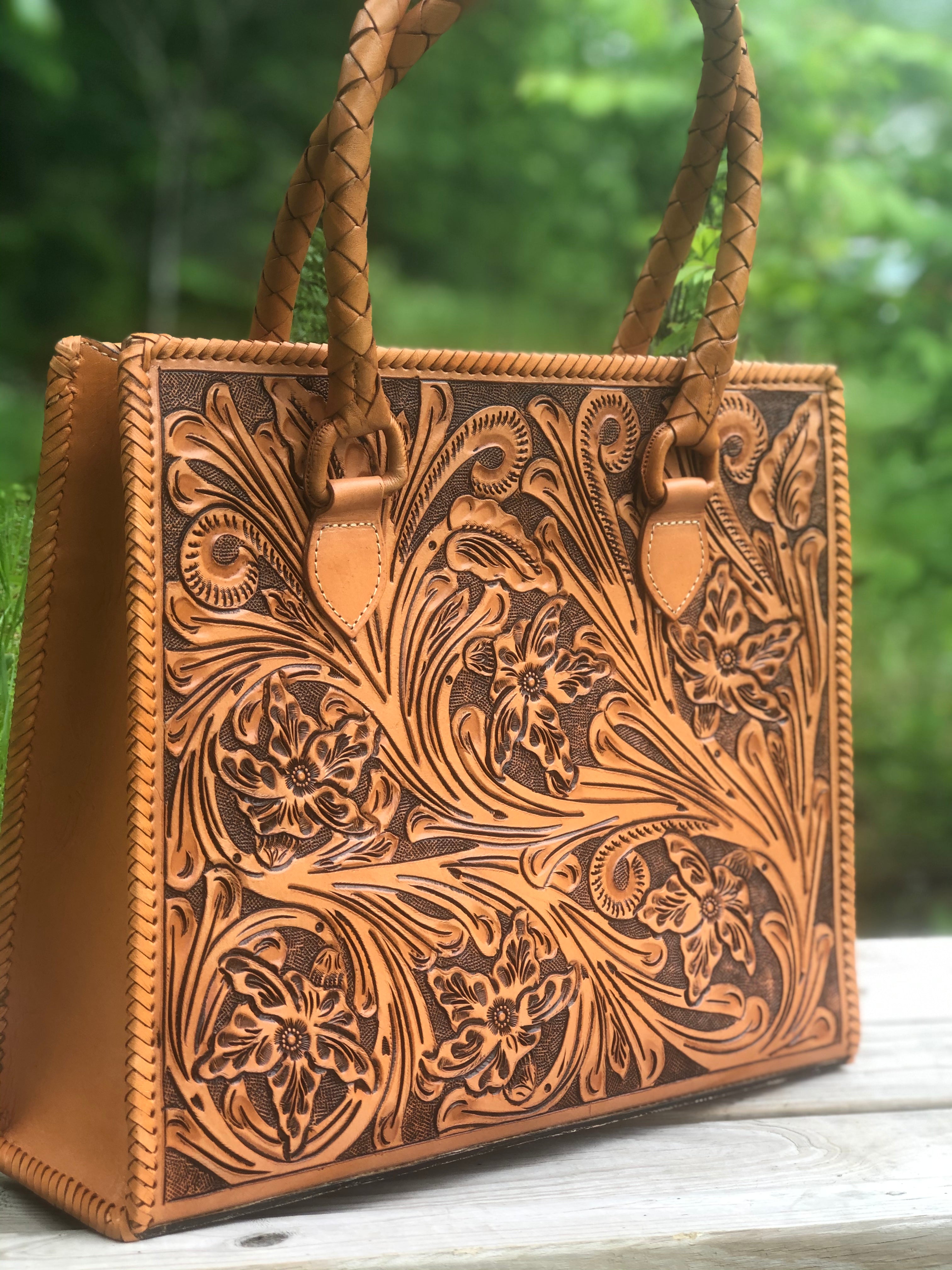 Hand Tooled Leather Large Tote