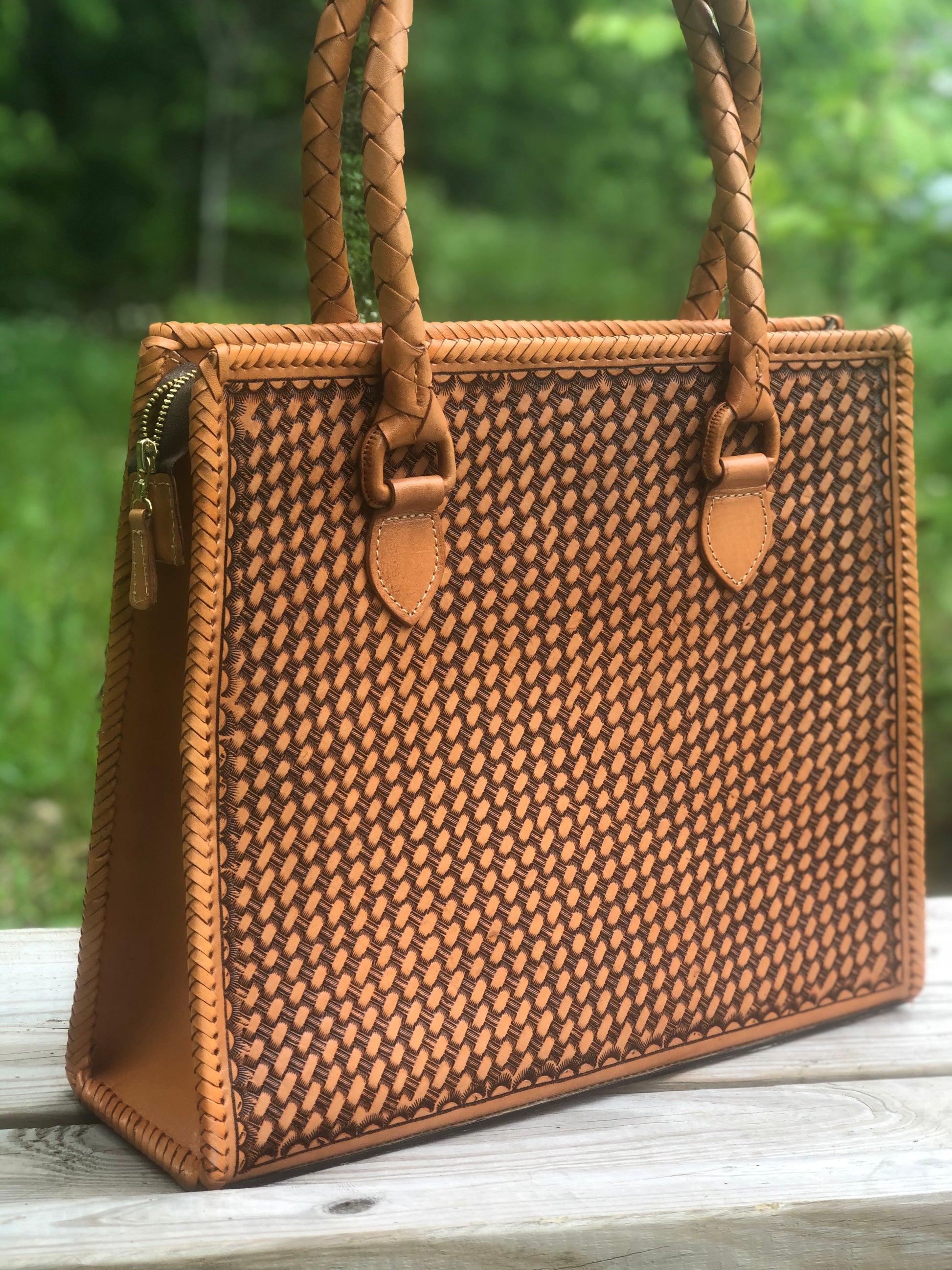 Hand Tooled Leather Large Tote, "MARCUS" by ALLE - ALLE Handbags