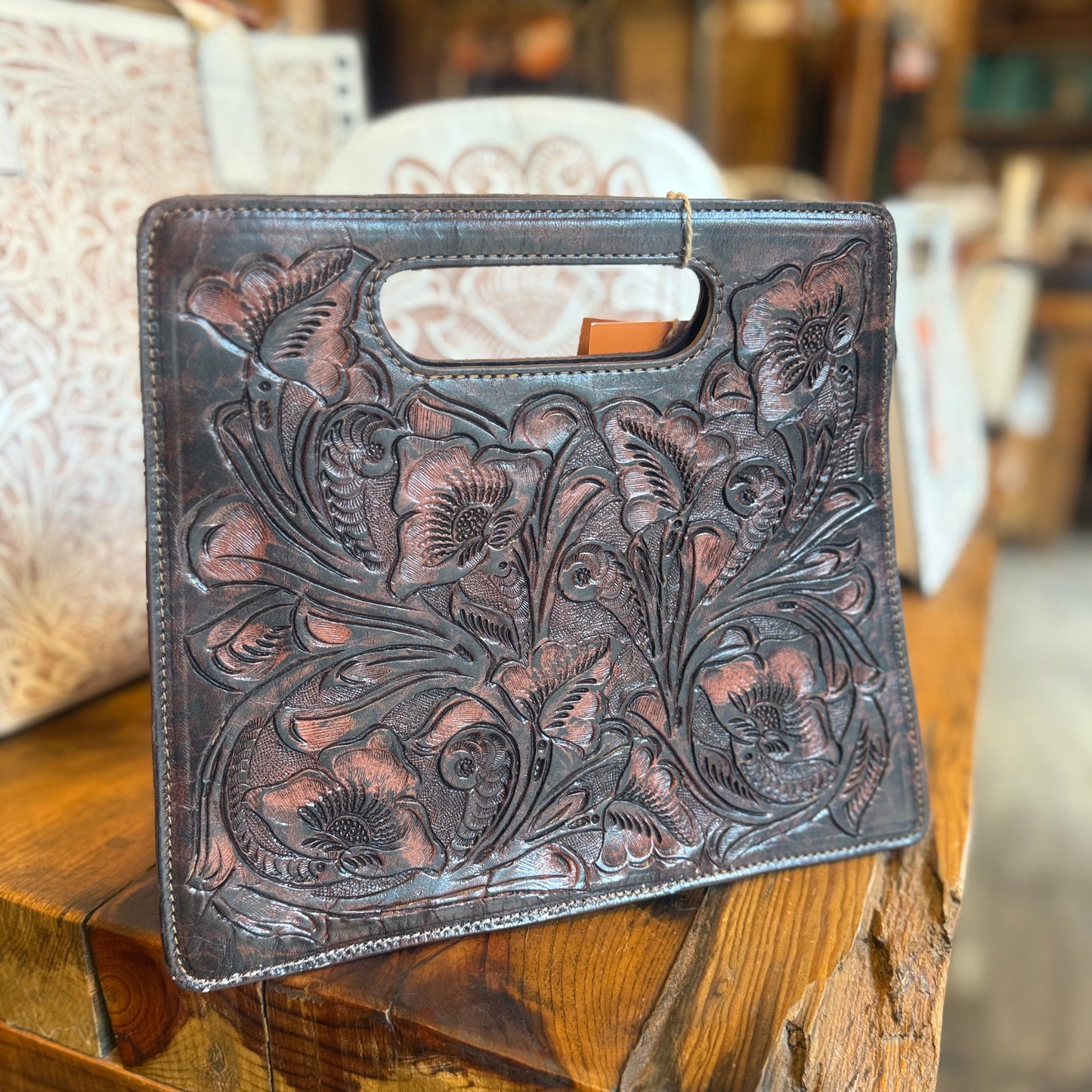 Hand-Tooled Leather Crossbody-Clutch MARIANA
