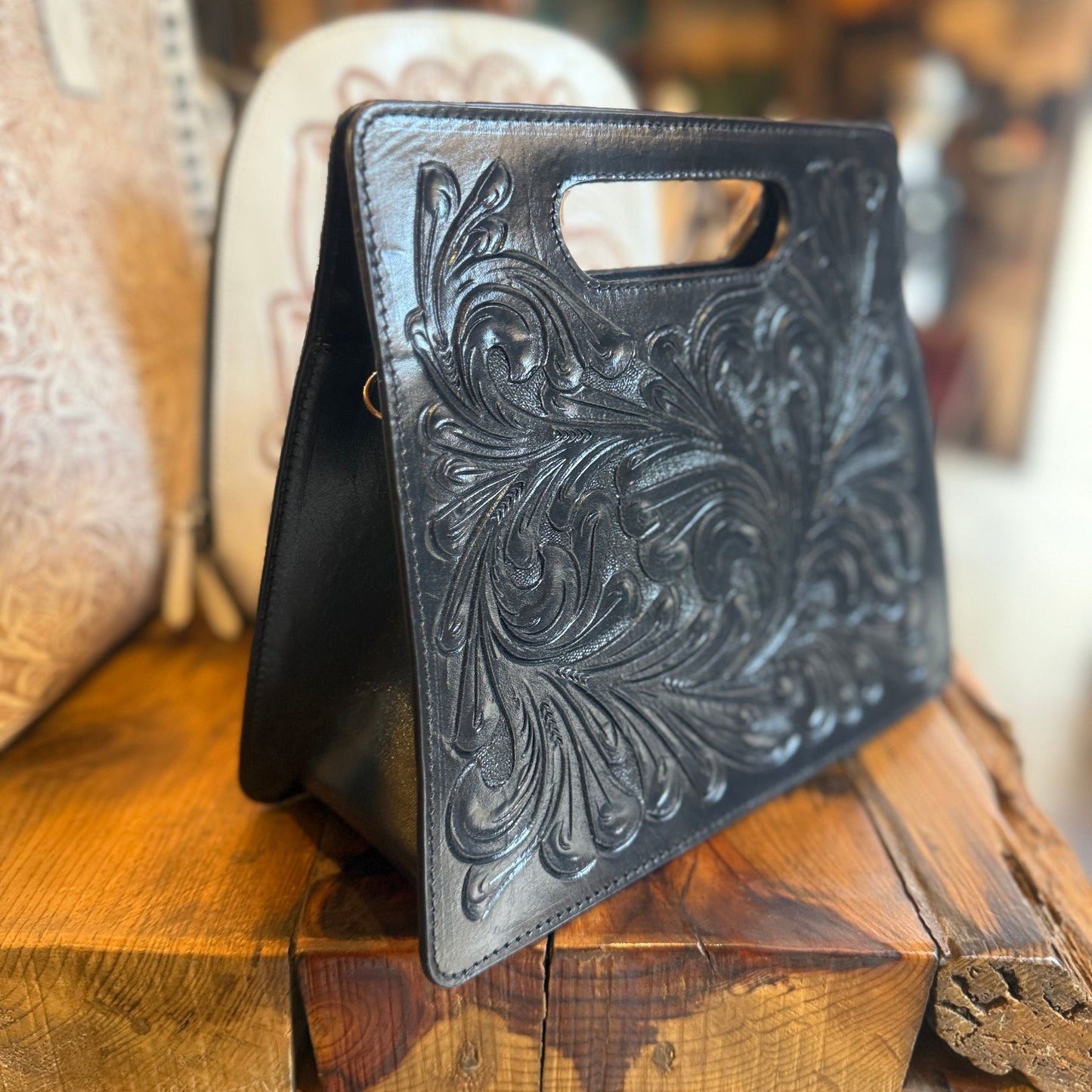 Hand-Tooled Leather Crossbody-Clutch MARIANA