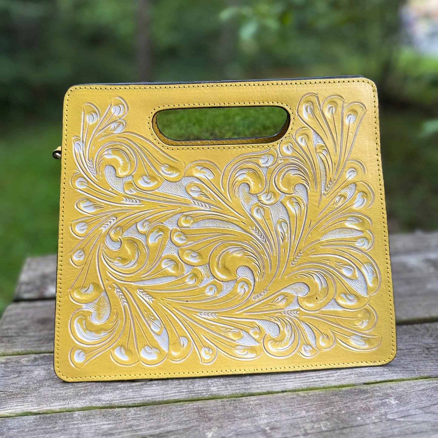 Hand-Tooled Leather Crossbody-Clutch MARIANA