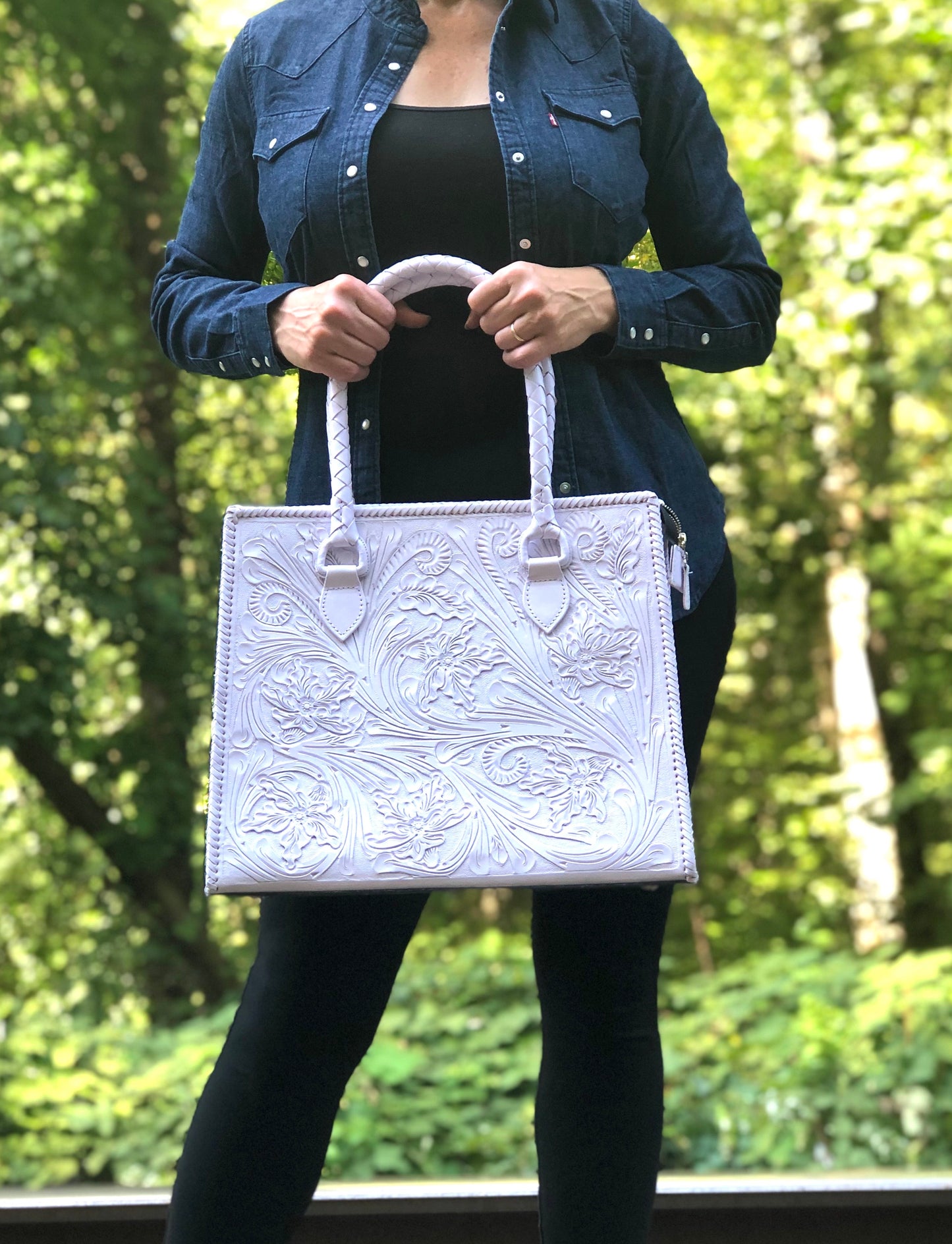 Hand Tooled Leather Large Tote "MARCUS" by ALLE