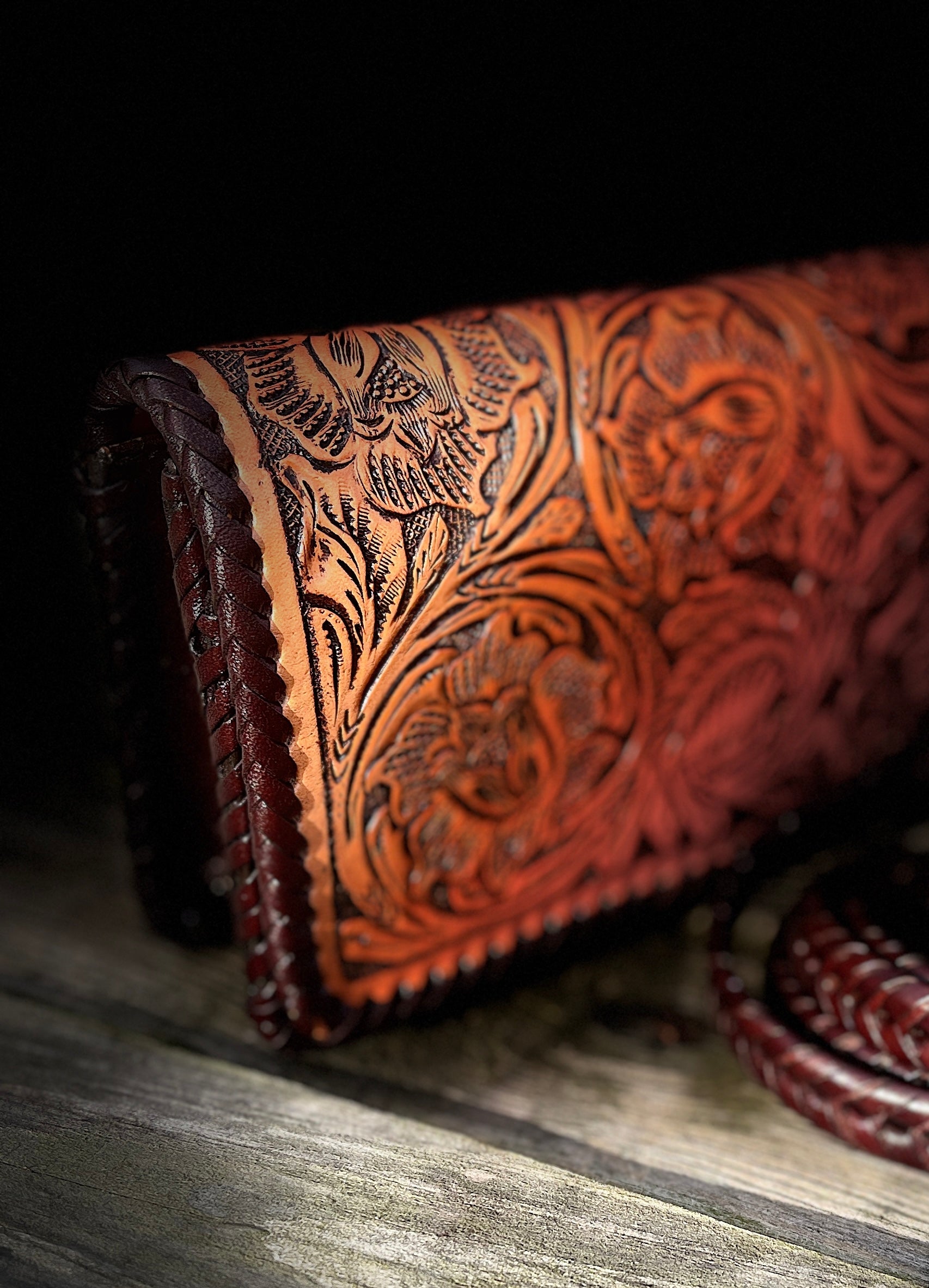 Hand-Tooled Leather Small Crossbody & Clutch PETIT - ALLE Handbags