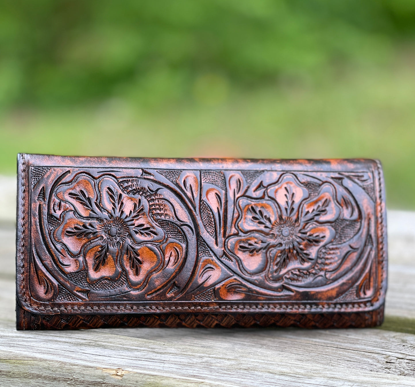 Hand Tooled Leather Wallet, "WALLET" by ALLE - ALLE Handbags