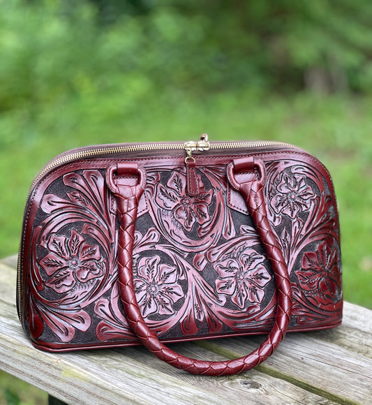 Leather Wallet and Bag Set Tree of Life Bag Hand Tooled 